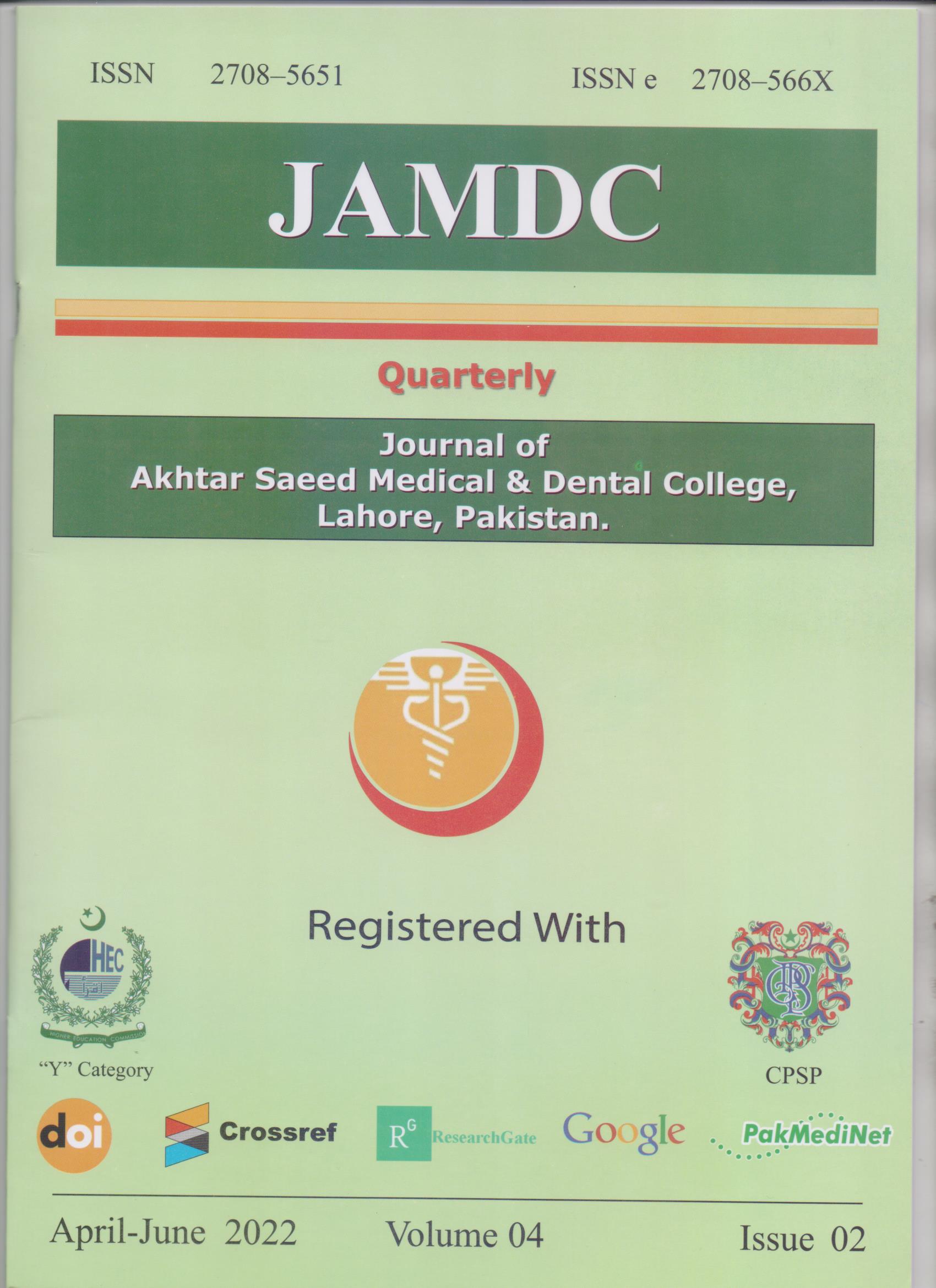 Journal of Akhtar Saeed Medical & Dental College.