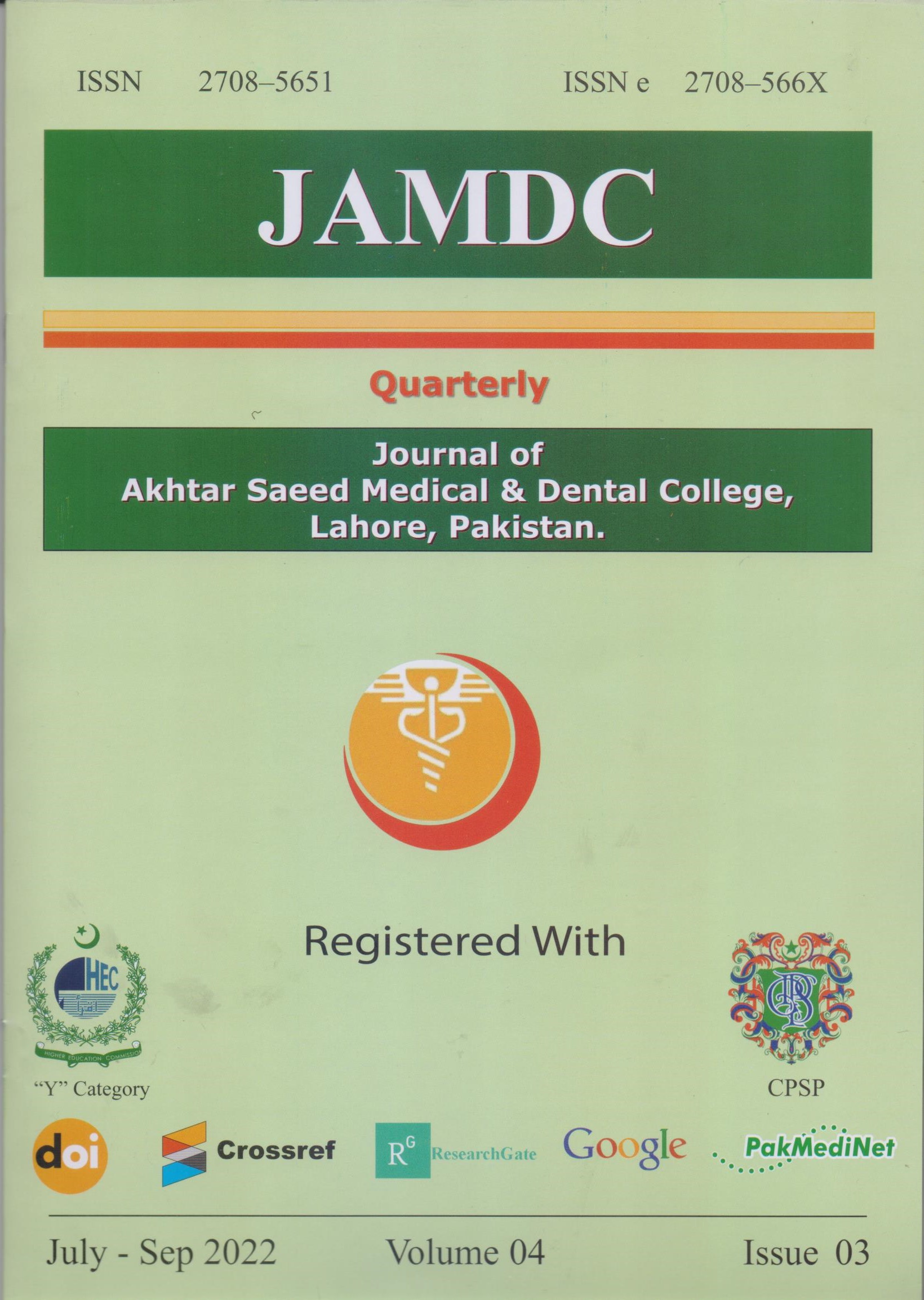 Journal of Akhtar Saeed Medical & Dental College.