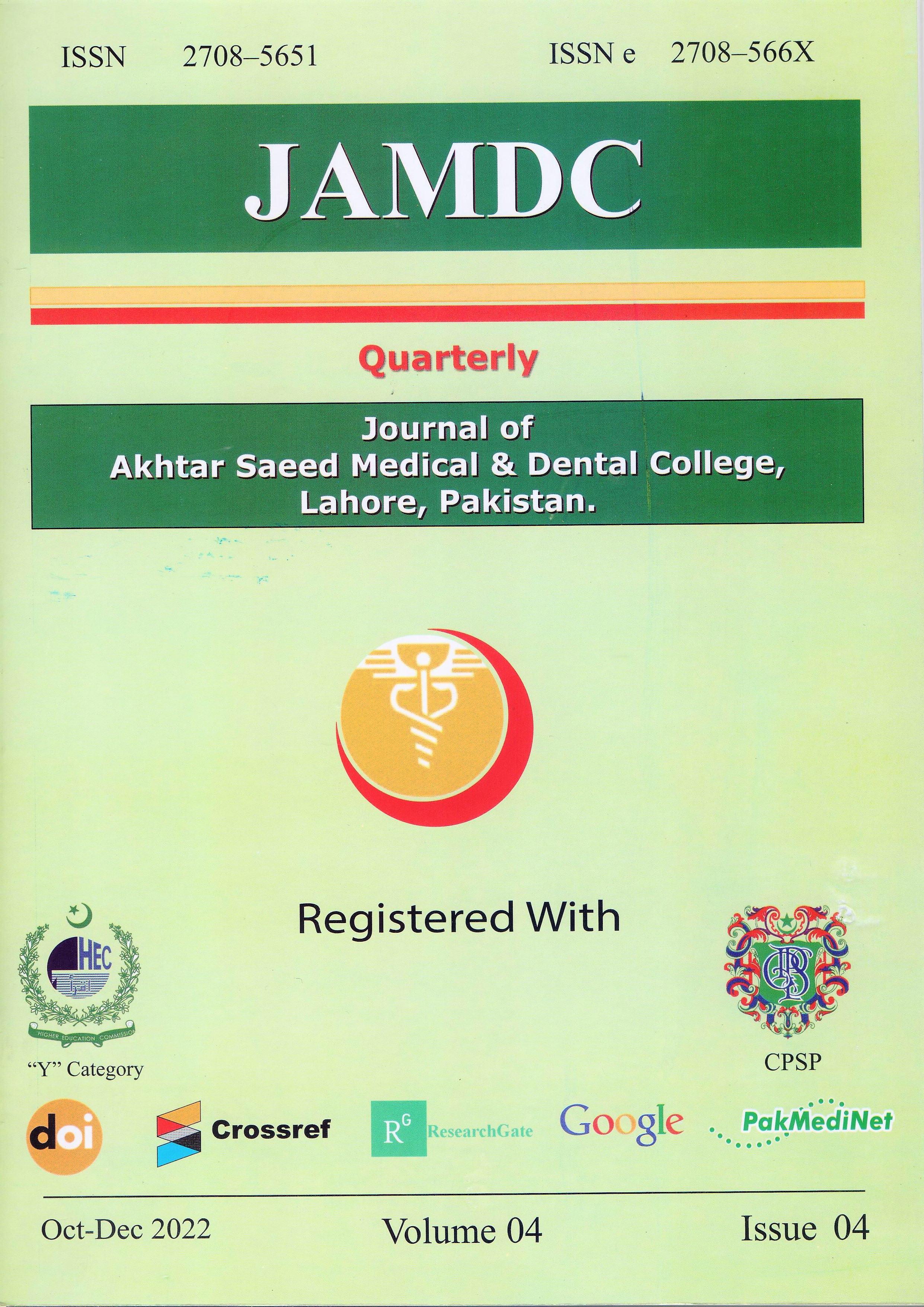 Journal of Akhtar Saeed Medical & Dental College.